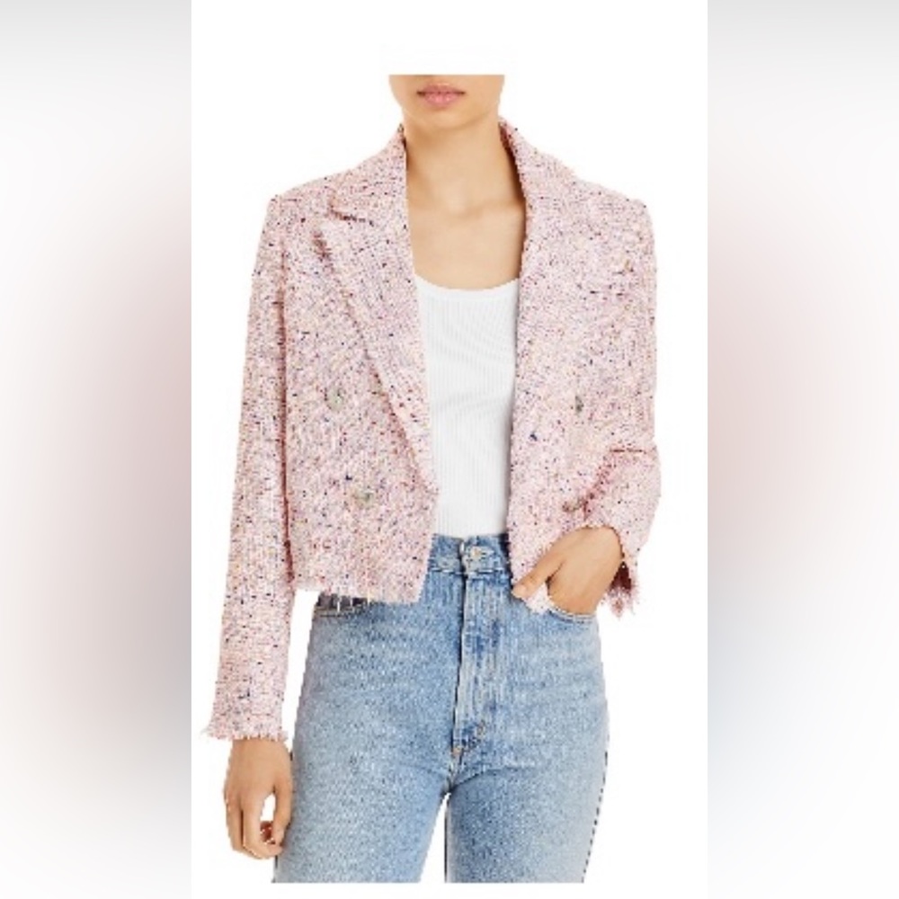 Aqua Tweed Double Breasted Cropped Blazer - Picture 9 of 10